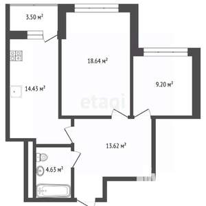 2-к квартира, сданный дом, 62м2, 5/17 этаж