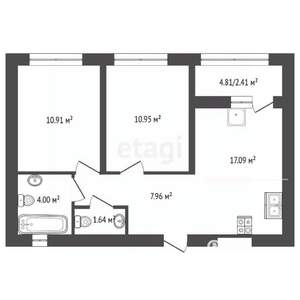 1-к квартира, вторичка, 38м2, 5/9 этаж