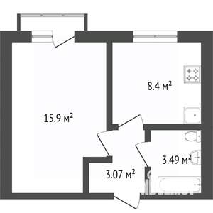 1-к квартира, вторичка, 34м2, 6/10 этаж