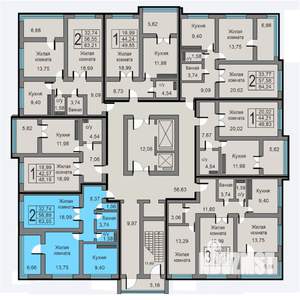 2-к квартира, строящийся дом, 64м2, 16/19 этаж