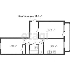 2-к квартира, вторичка, 50м2, 5/5 этаж