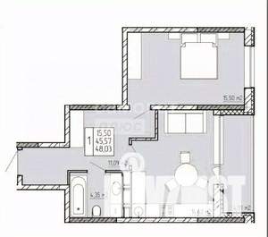 1-к квартира, вторичка, 48м2, 4/22 этаж