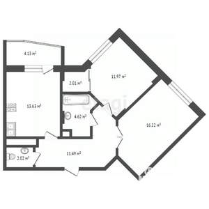 2-к квартира, сданный дом, 63м2, 13/15 этаж