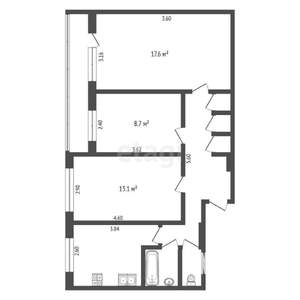 3-к квартира, вторичка, 62м2, 8/9 этаж