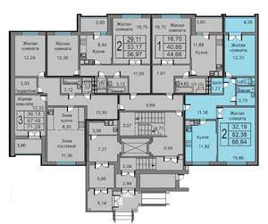 2-к квартира, строящийся дом, 67м2, 1/10 этаж