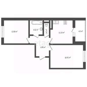 2-к квартира, вторичка, 56м2, 9/10 этаж