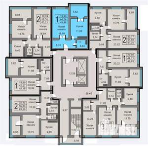 1-к квартира, строящийся дом, 50м2, 17/19 этаж