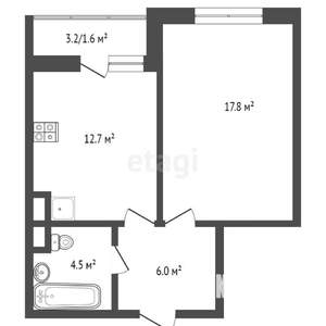 1-к квартира, вторичка, 39м2, 2/14 этаж