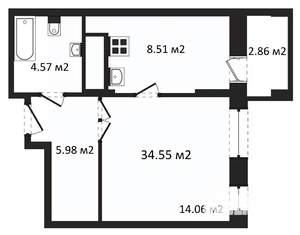 1-к квартира, вторичка, 35м2, 6/9 этаж