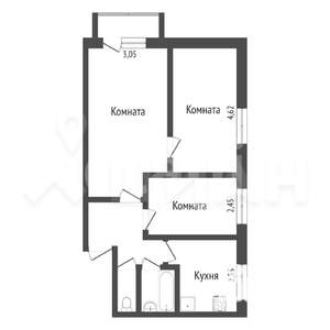 3-к квартира, вторичка, 51м2, 4/5 этаж