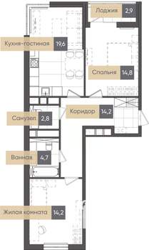 2-к квартира, вторичка, 73м2, 10/17 этаж