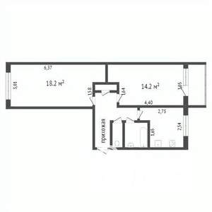 2-к квартира, вторичка, 44м2, 3/5 этаж