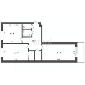 2-к квартира, вторичка, 50м2, 5/5 этаж