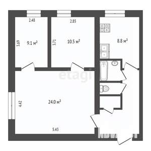 3-к квартира, вторичка, 64м2, 1/3 этаж