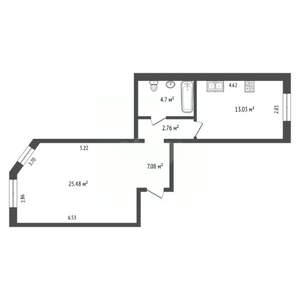 2-к квартира, вторичка, 61м2, 1/17 этаж