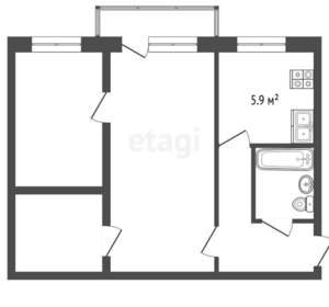 2-к квартира, вторичка, 43м2, 3/4 этаж