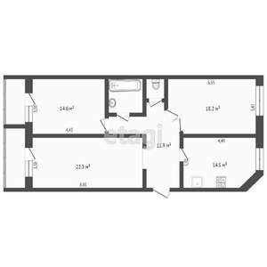 3-к квартира, вторичка, 91м2, 1/7 этаж