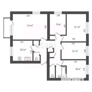 5-к квартира, вторичка, 93м2, 2/5 этаж