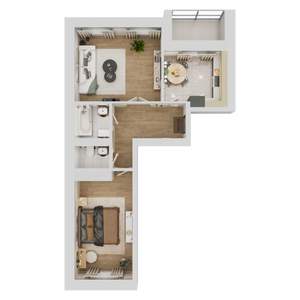 2-к квартира, строящийся дом, 59м2, 2/3 этаж