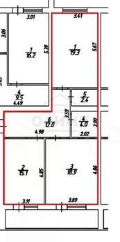 2-к квартира, вторичка, 72м2, 4/5 этаж