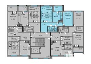 2-к квартира, строящийся дом, 57м2, 3/10 этаж