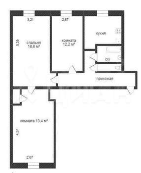 3-к квартира, вторичка, 73м2, 2/5 этаж