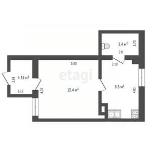 1-к квартира, вторичка, 32м2, 1/2 этаж