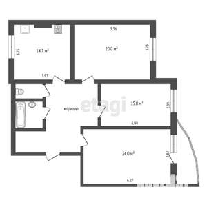 3-к квартира, вторичка, 100м2, 4/9 этаж