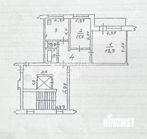 2-к квартира, вторичка, 52м2, 2/9 этаж