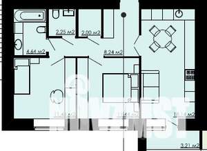 2-к квартира, строящийся дом, 61м2, 1/9 этаж