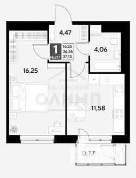 1-к квартира, вторичка, 37м2, 9/25 этаж