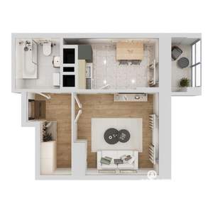 1-к квартира, строящийся дом, 34м2, 8/9 этаж