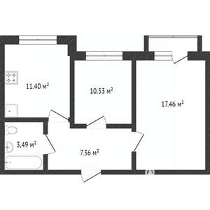 2-к квартира, вторичка, 50м2, 2/3 этаж