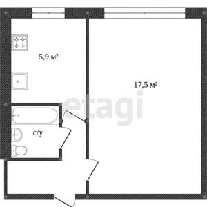 1-к квартира, вторичка, 29м2, 2/5 этаж