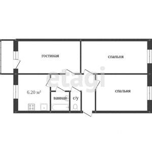 3-к квартира, вторичка, 42м2, 5/5 этаж