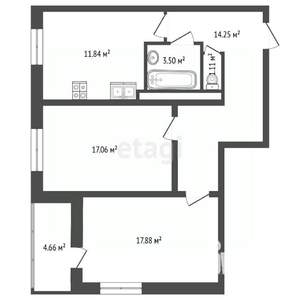 2-к квартира, вторичка, 69м2, 9/18 этаж