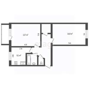2-к квартира, вторичка, 48м2, 2/5 этаж