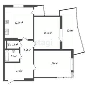 2-к квартира, вторичка, 61м2, 7/19 этаж