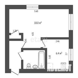 1-к квартира, вторичка, 31м2, 1/4 этаж