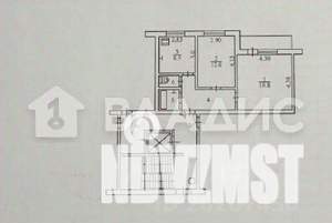 2-к квартира, вторичка, 51м2, 1/9 этаж
