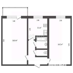 2-к квартира, вторичка, 44м2, 3/5 этаж