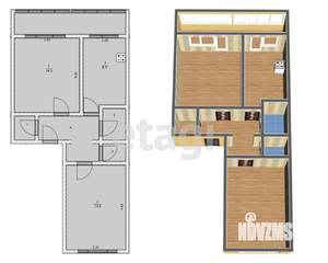 2-к квартира, вторичка, 47м2, 2/2 этаж