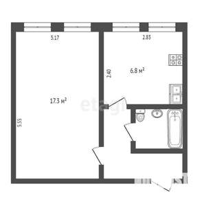 1-к квартира, вторичка, 32м2, 1/3 этаж