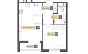 1-к квартира, вторичка, 44м2, 4/14 этаж