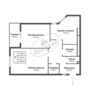 2-к квартира, сданный дом, 71м2, 13/17 этаж