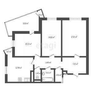 3-к квартира, сданный дом, 84м2, 18/19 этаж
