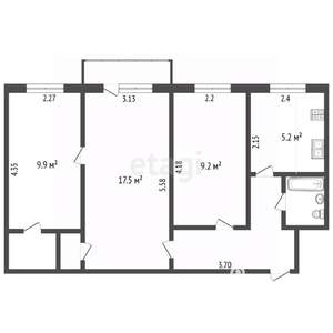 3-к квартира, вторичка, 54м2, 4/5 этаж