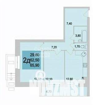 2-к квартира, вторичка, 66м2, 2/9 этаж