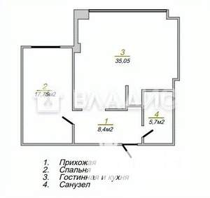 2-к квартира, вторичка, 67м2, 12/16 этаж