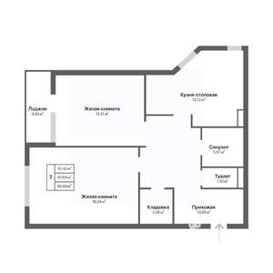 2-к квартира, вторичка, 71м2, 1/17 этаж